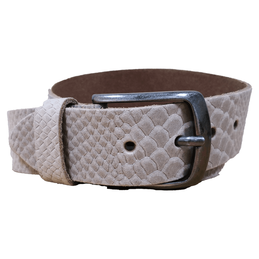Splitlederen riem met donkere gesp, 40 mm breed